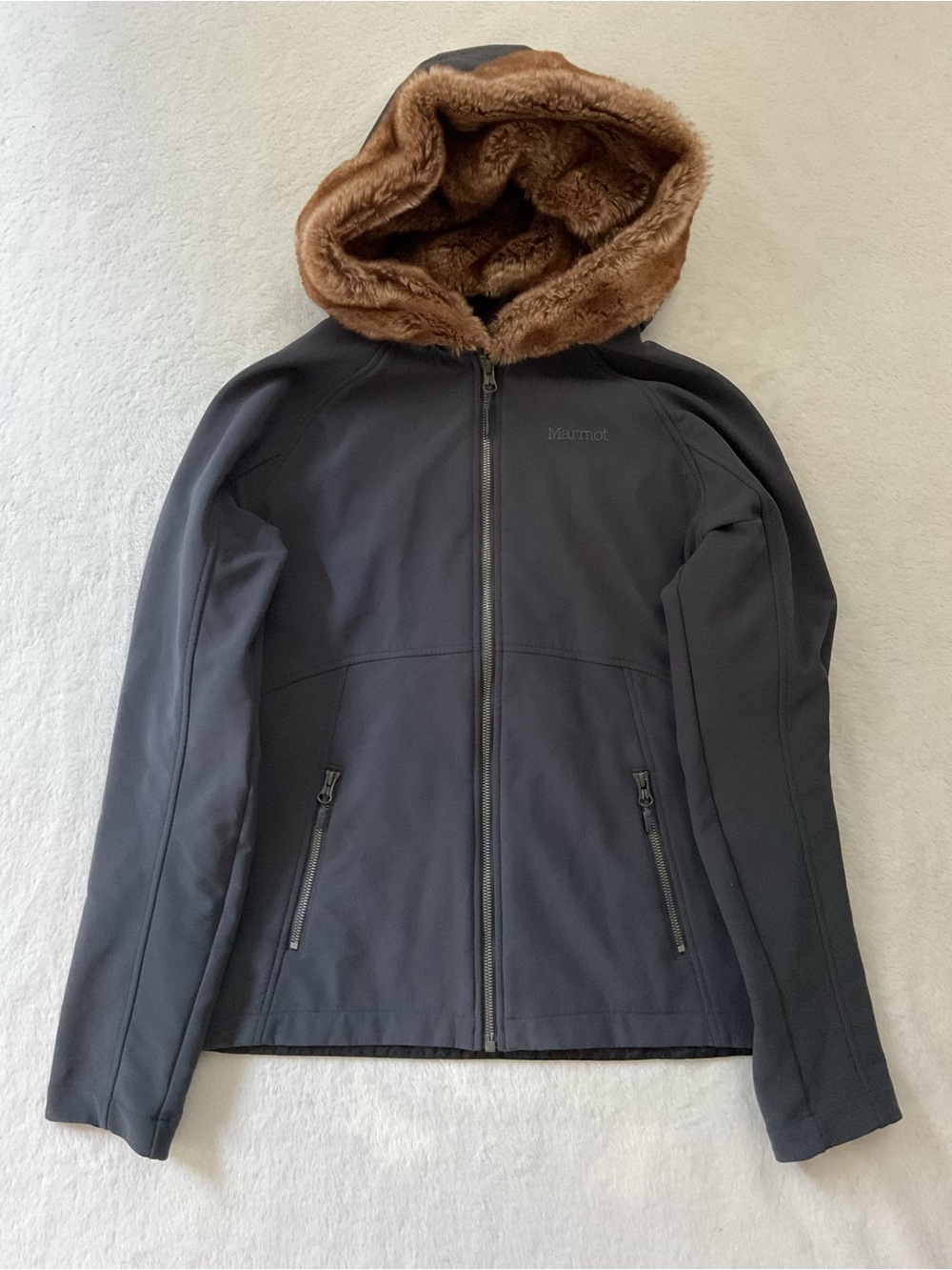 Marmot Furlong Women’s Softshell Jacket Faux Fur Hood Gray M